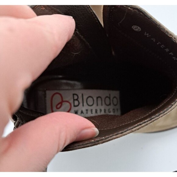 Blondo Nivada Waterproof Taupe Leather Ankle Boots Zipper Size Women's 6.5 - Picture 9 of 11